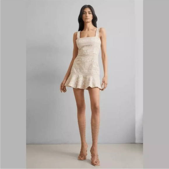 Alice+Olive Kaidra Drop-waist minidress Chamray White Size 2 NWOT - Picture 3 of 16